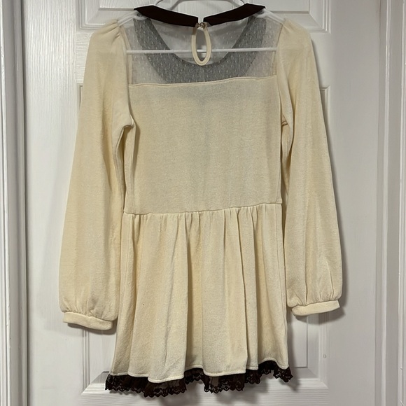 Liz Lisa Babydoll Lolita Cream & Brown Dress with Ribbon and Lace Details - Picture 9 of 10